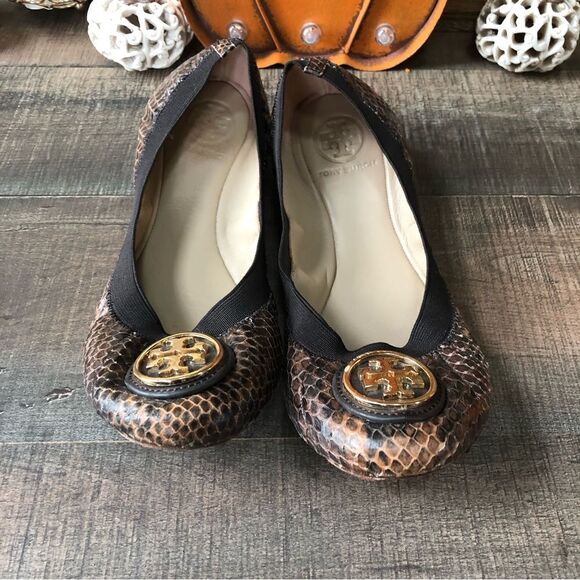 Tory Burch Caroline 2 Snake Print Ballerina Flat - Picture 3 of 10